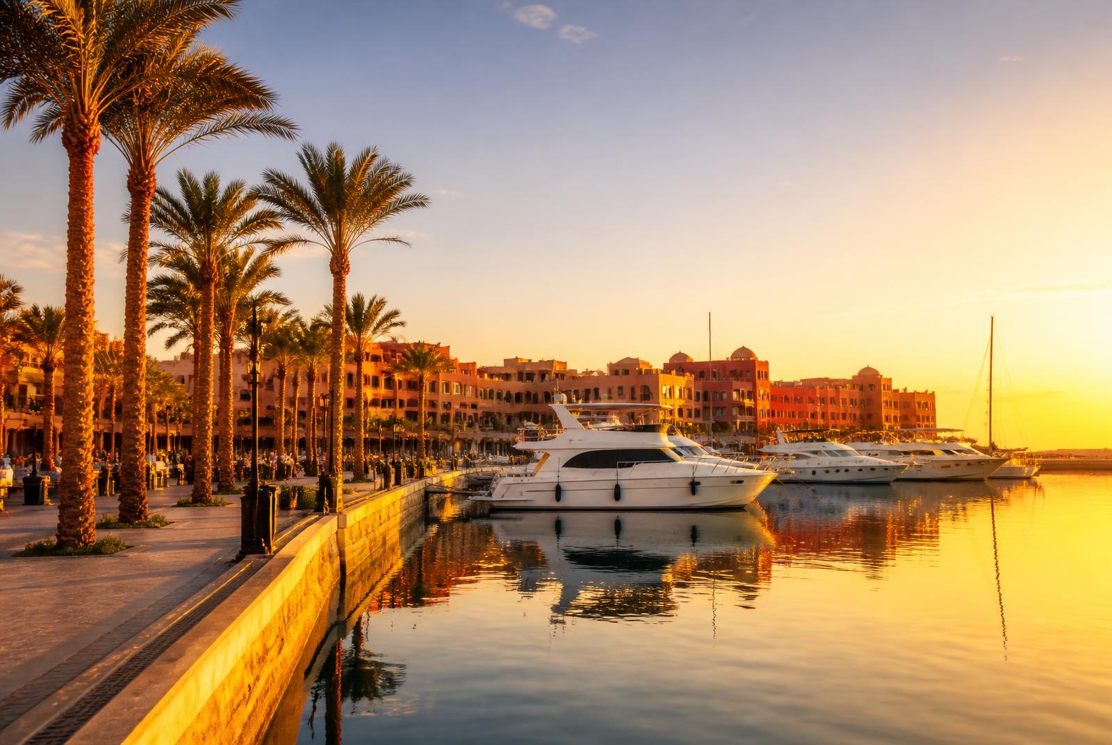 Hurghada marina at sunset